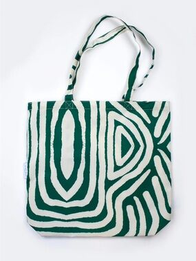 London Kind Bag Shopper Tote Bag - Green Cream Waves NEW With Tags